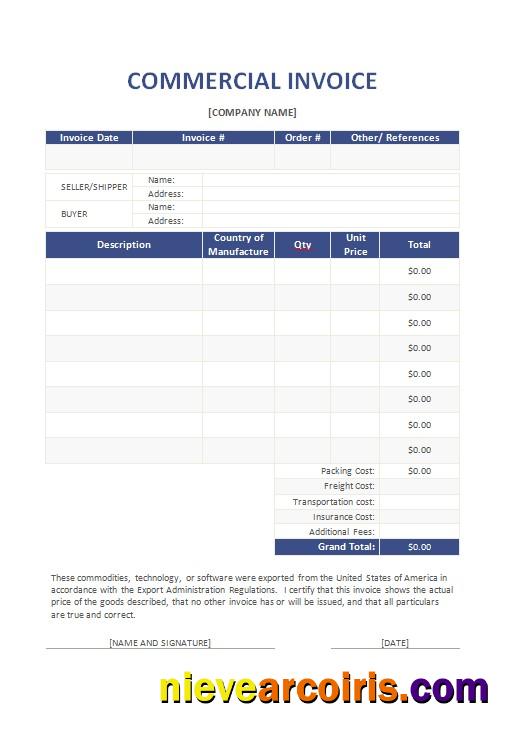 Free Commercial Invoice